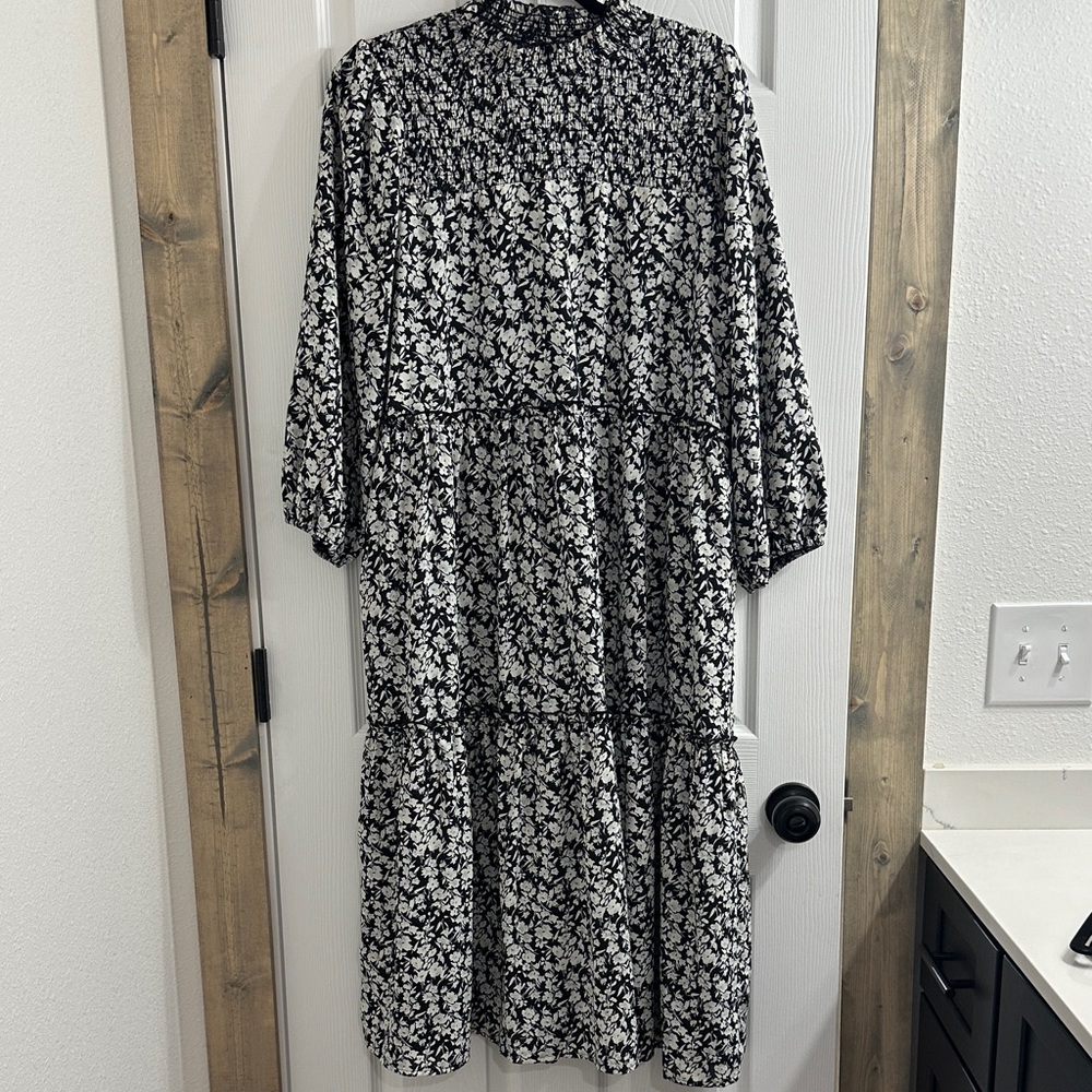 Floral Black and White Women's Dress